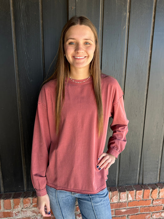 Winter Berry Pigment Washed Cotton Edge Crew