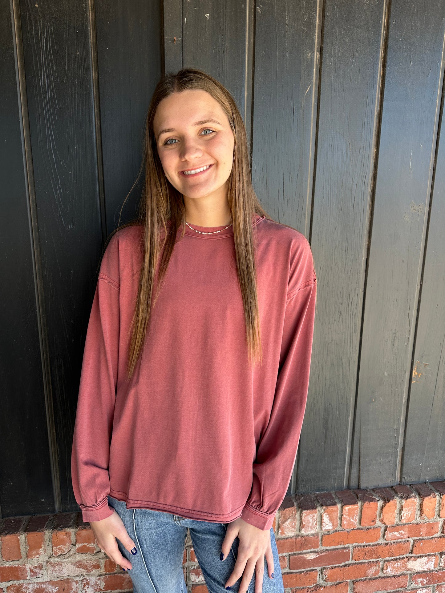 Winter Berry Pigment Washed Cotton Edge Crew