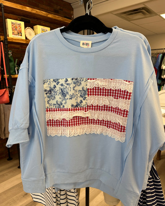 Flag Patchwork French Terry Top