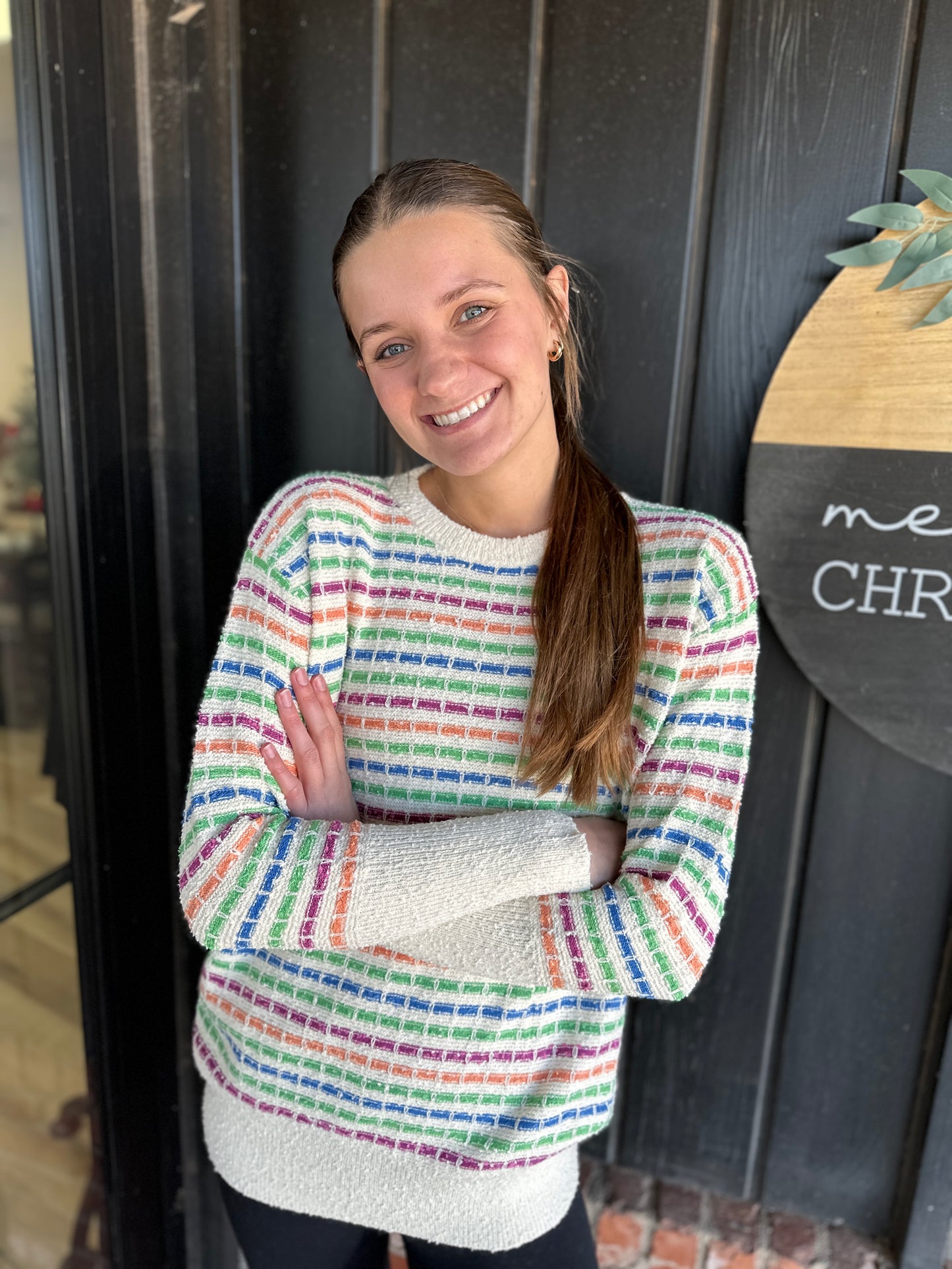 Multicolor Striped Relaxed Fit sweater