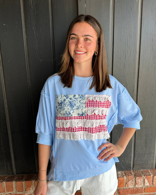 Flag Patchwork French Terry Top