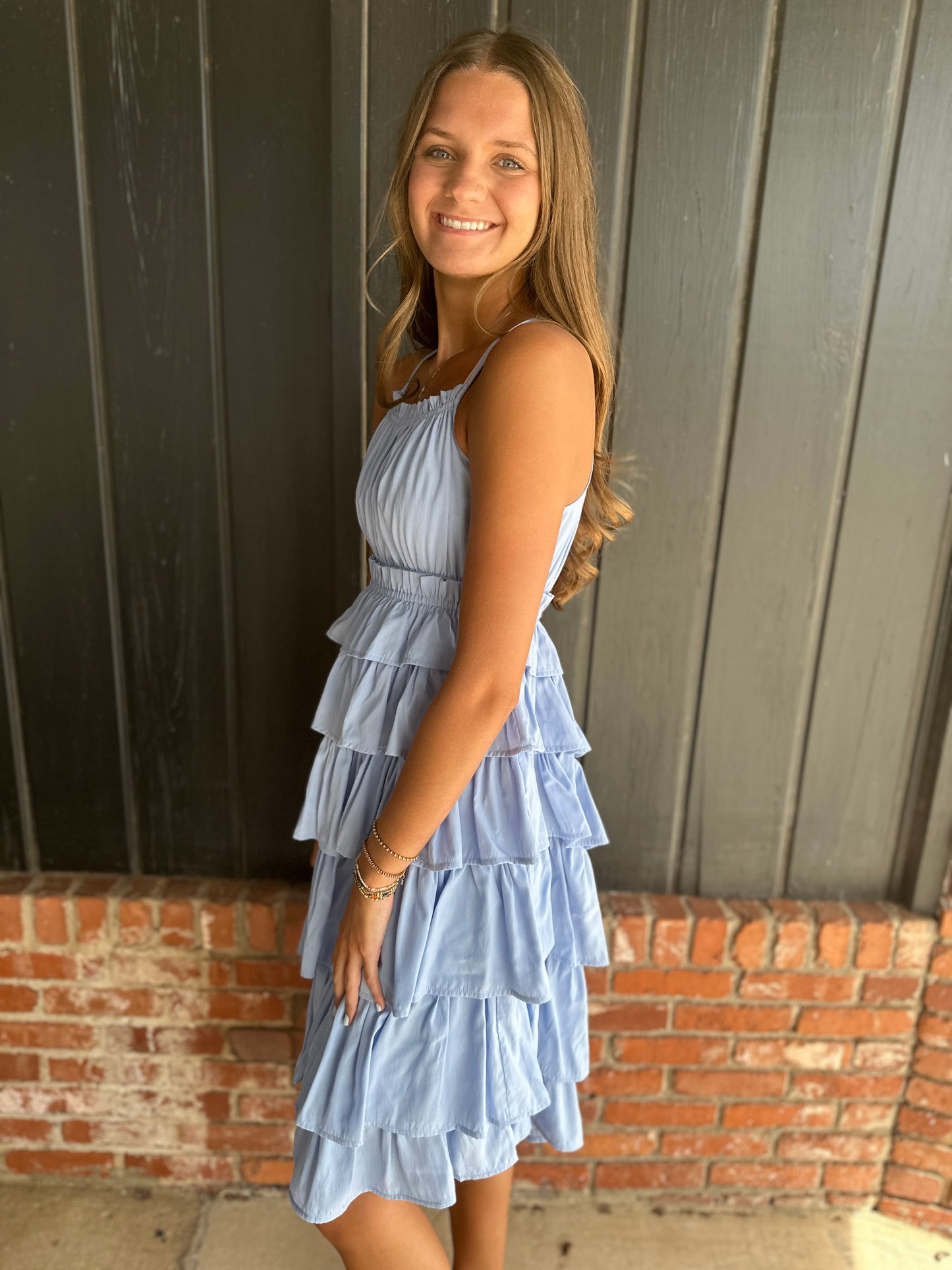 Sky Blue Tiered Dress