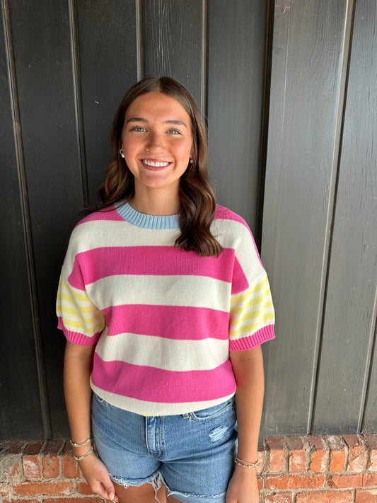 Summer multi stripe sweater top