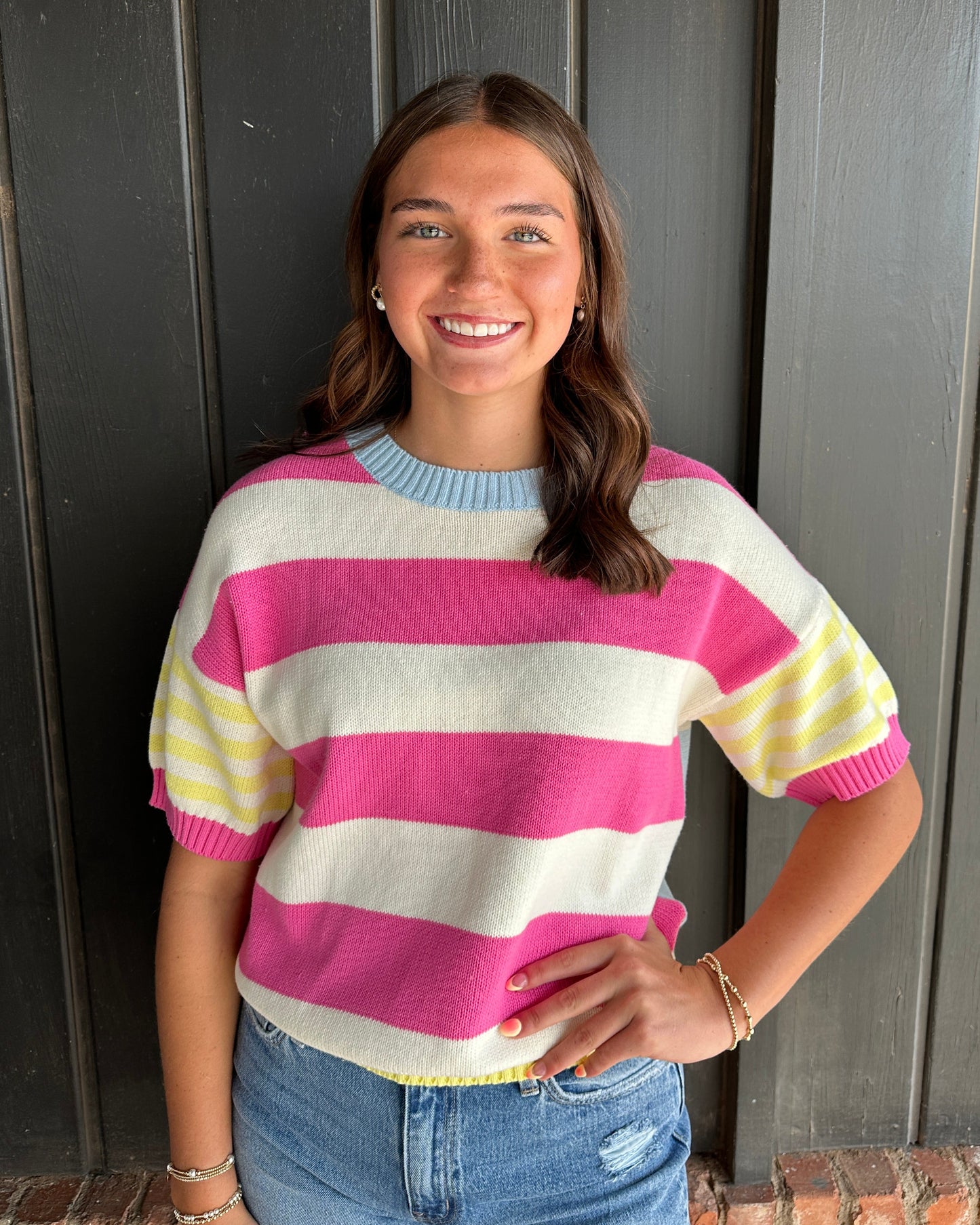 Summer multi stripe sweater top