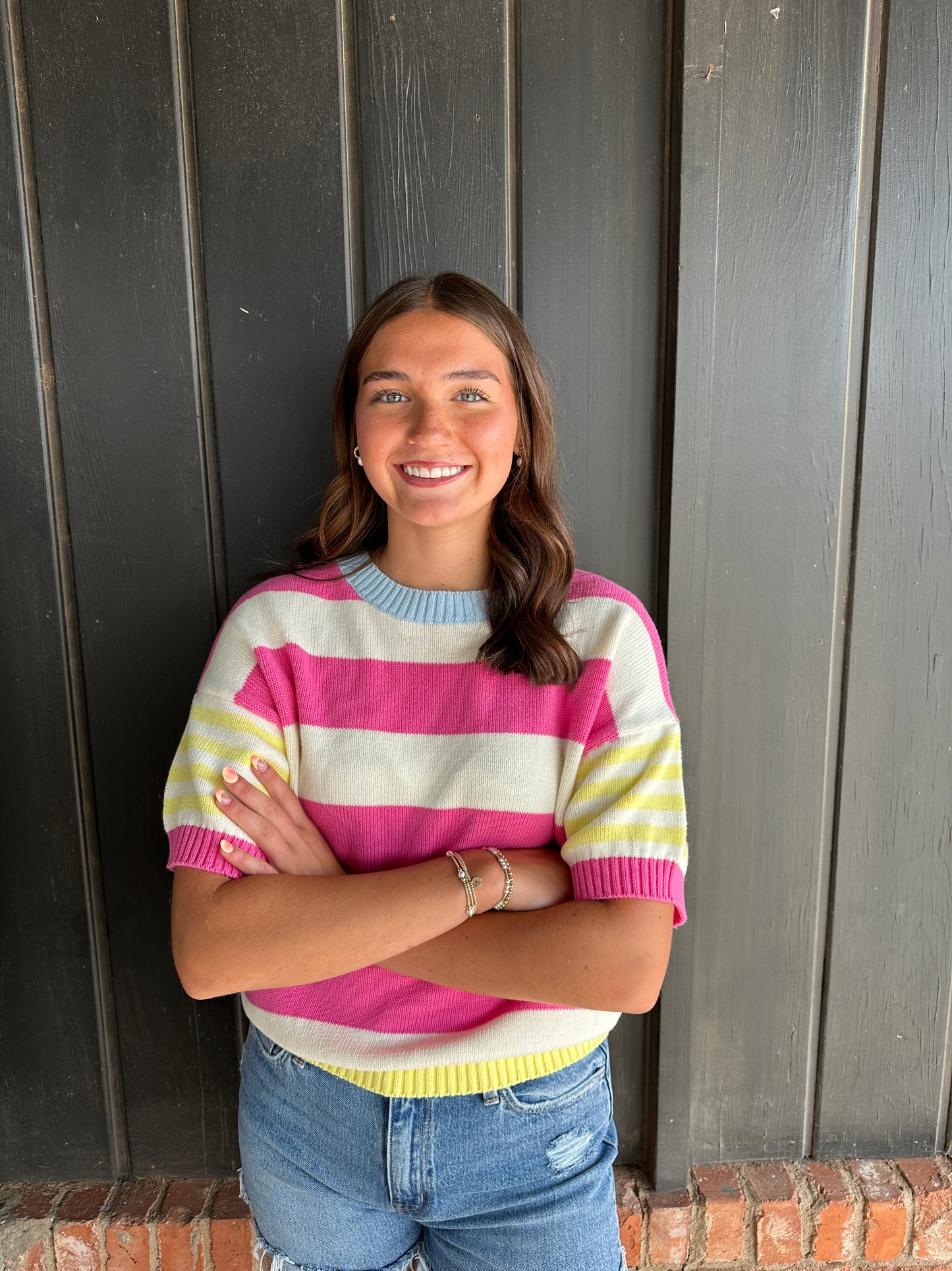 Summer multi stripe sweater top