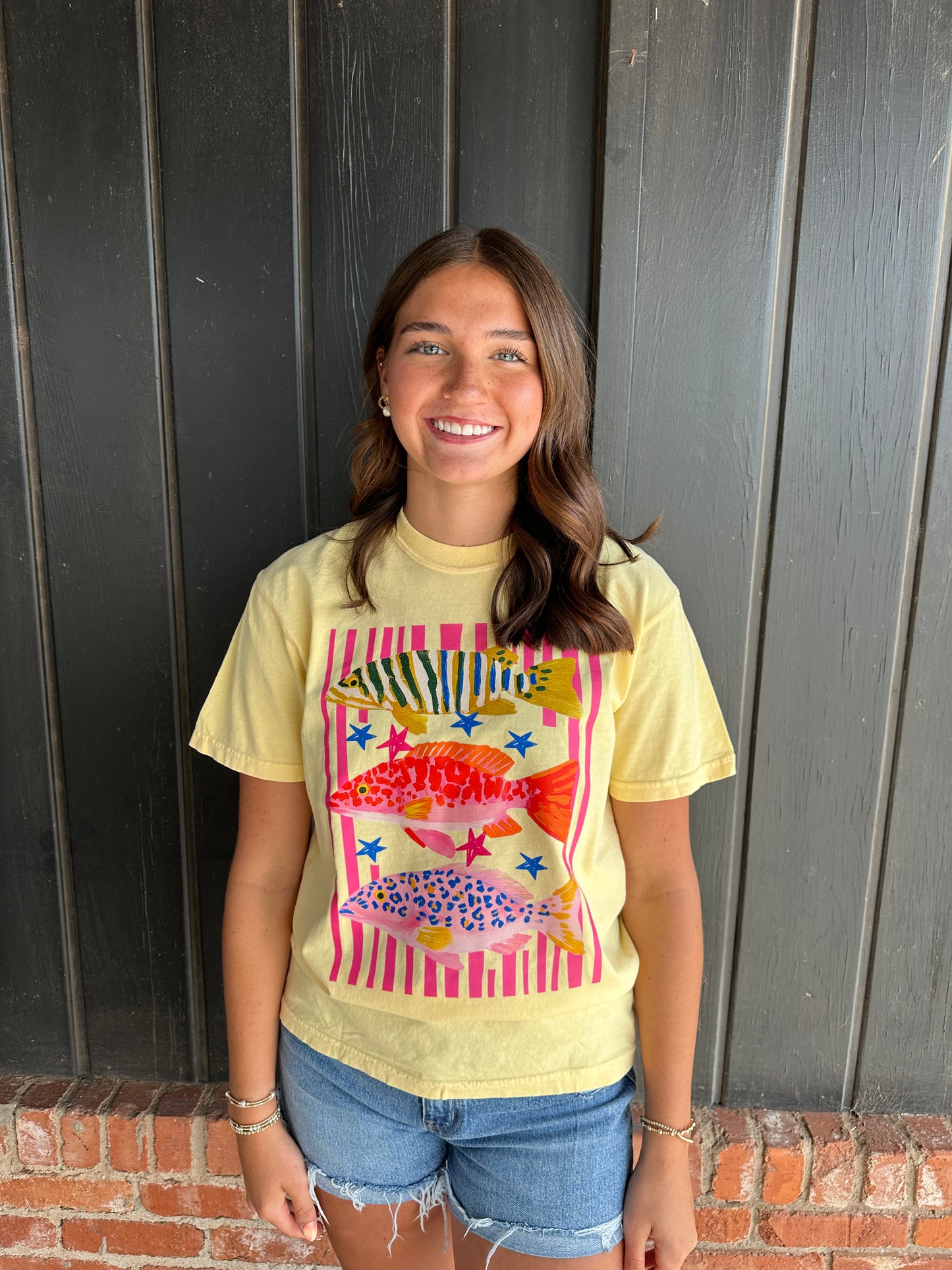 Butter Yellow Colorful Fish Tee