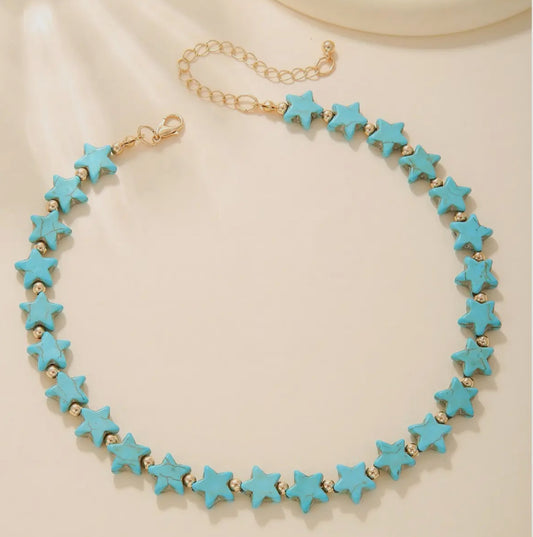 Turquoise Star Beaded Necklace