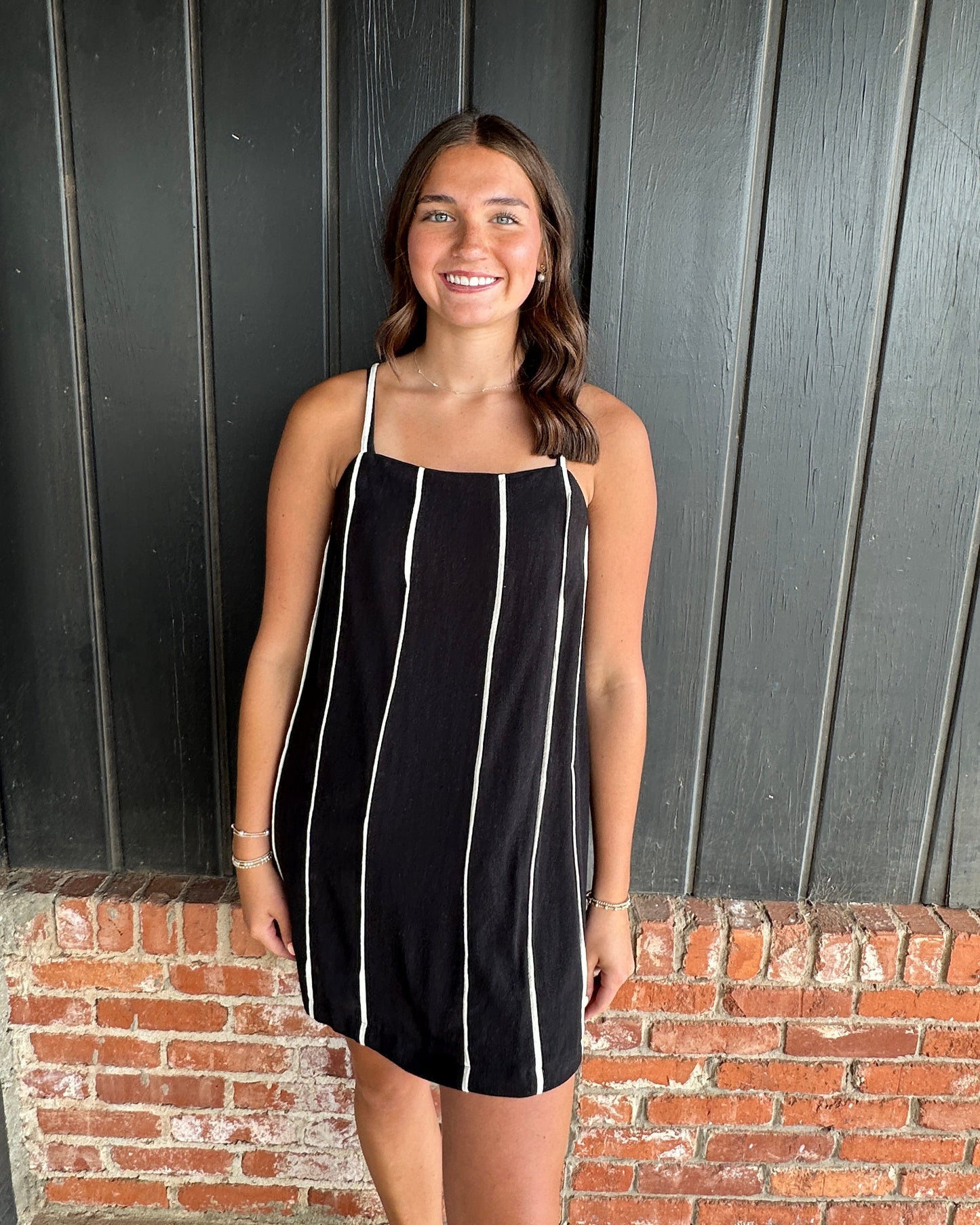 Black Contrast Spaghetti Strap Dress