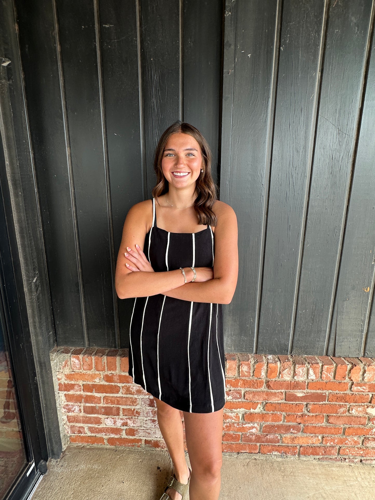 Black Contrast Spaghetti Strap Dress