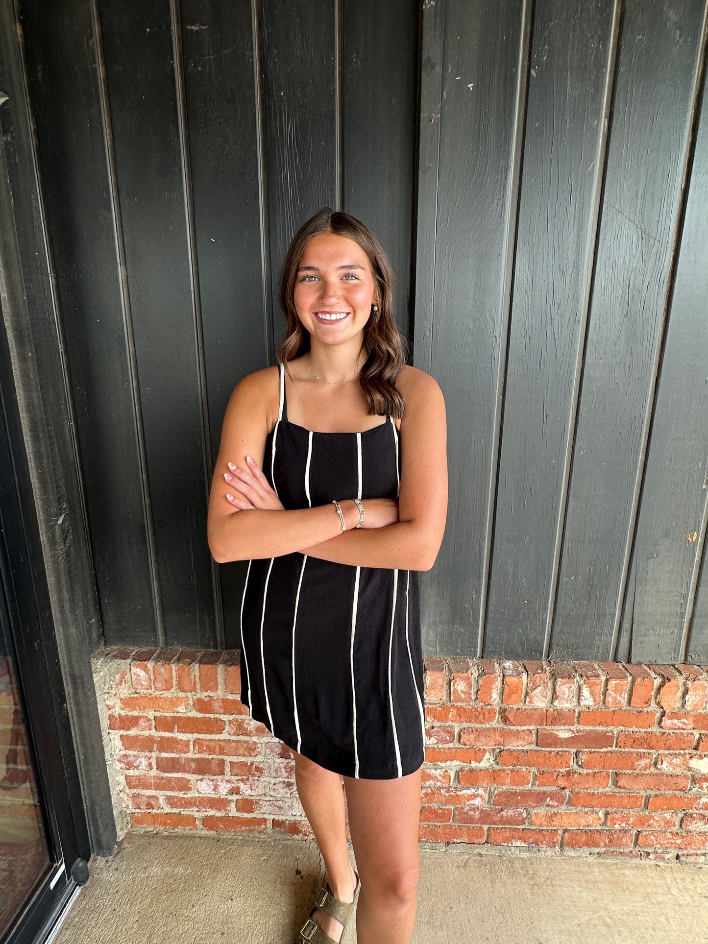 Black Contrast Spaghetti Strap Dress