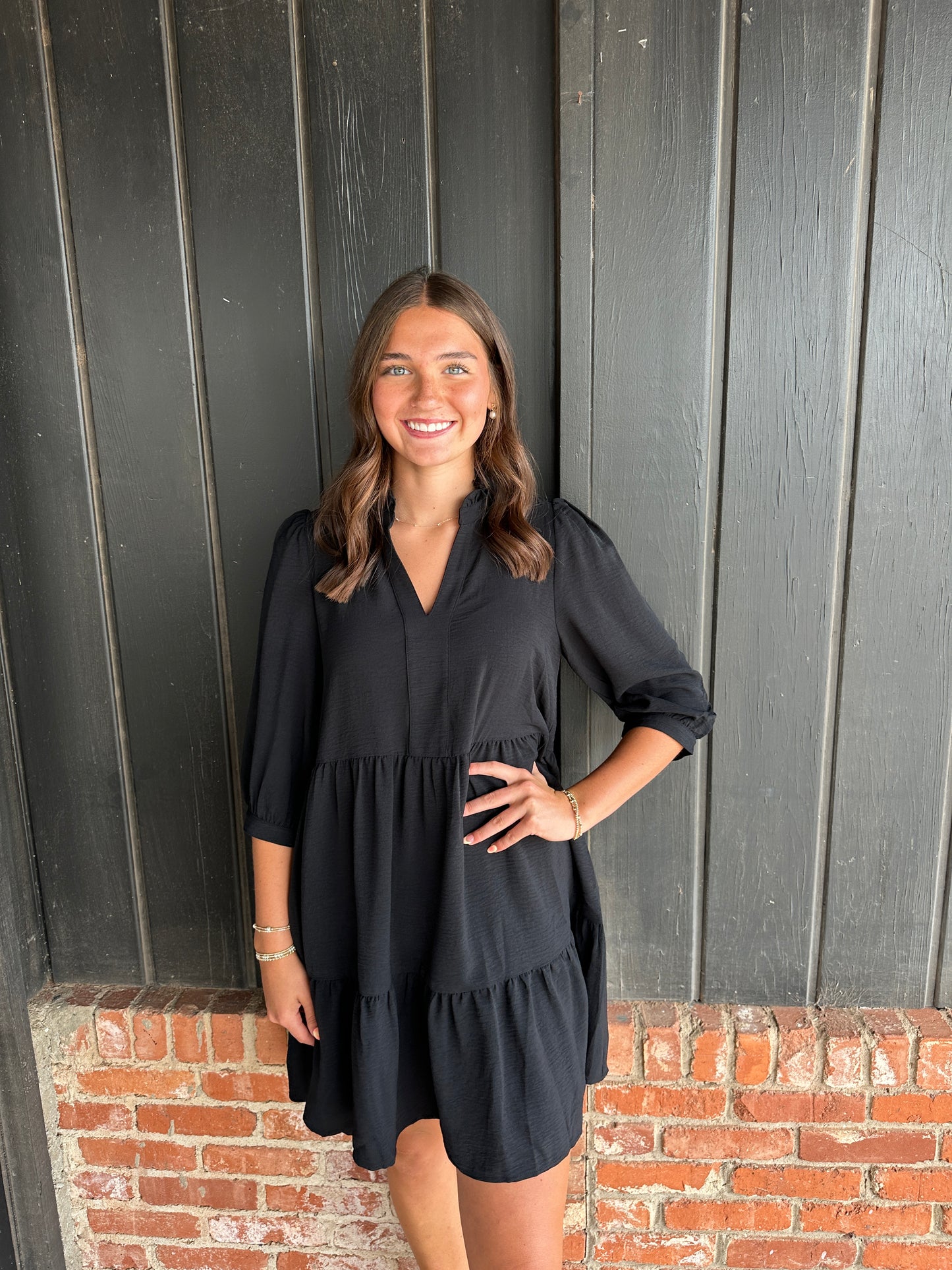 Black frilled tiered dress