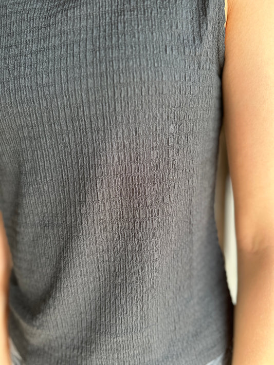 Black knit sleeveless top