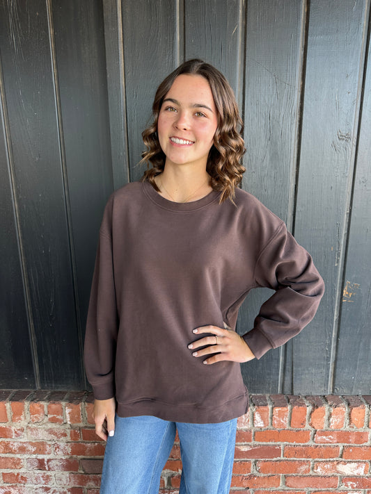 Brown long sleeve Crew Top