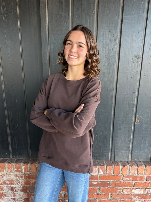 Brown long sleeve Crew Top