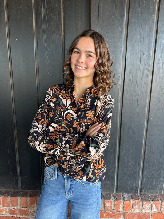 Printed Viscose Button-Down Shirt With Twisted Front - Batik