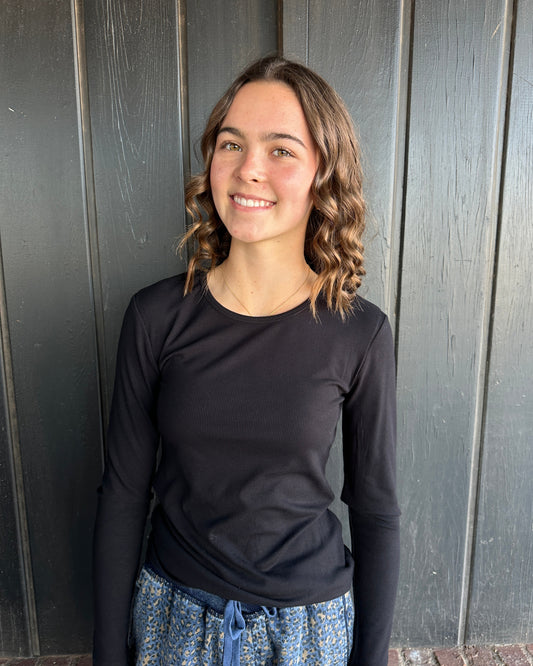 Black Pure Comfort LuxeAir Ribbed Long Sleeve Top