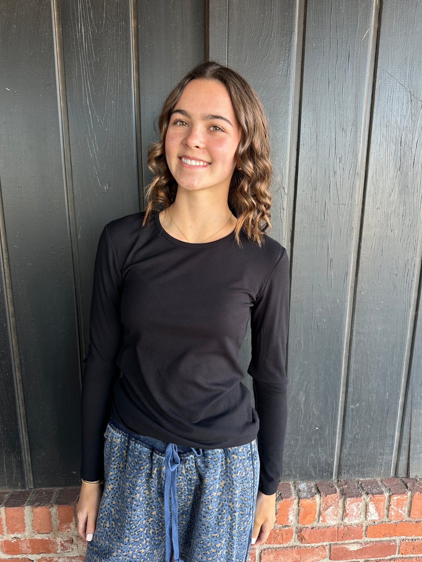 Black Pure Comfort LuxeAir Ribbed Long Sleeve Top