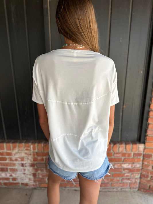 White Dolman Boat Neck Knit Top