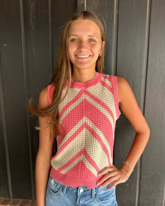 Coral Chevron Sweater Vest