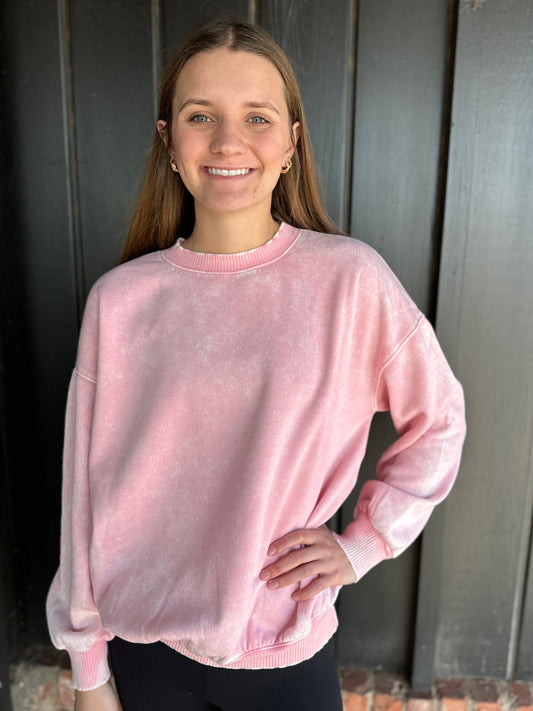 Light Pink Acid Washed Pullover