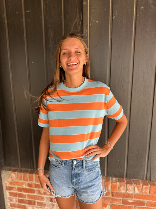 Sunkist striped knit top