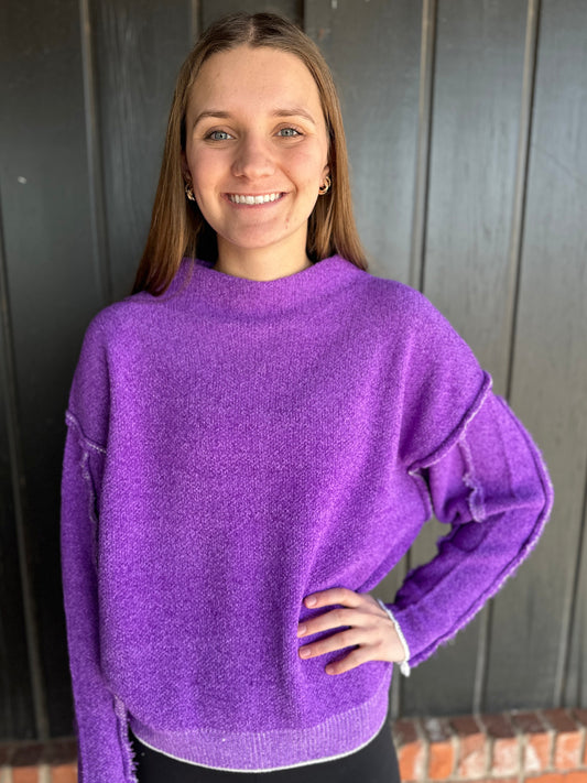 Violet oversized Mock Neck Sweater