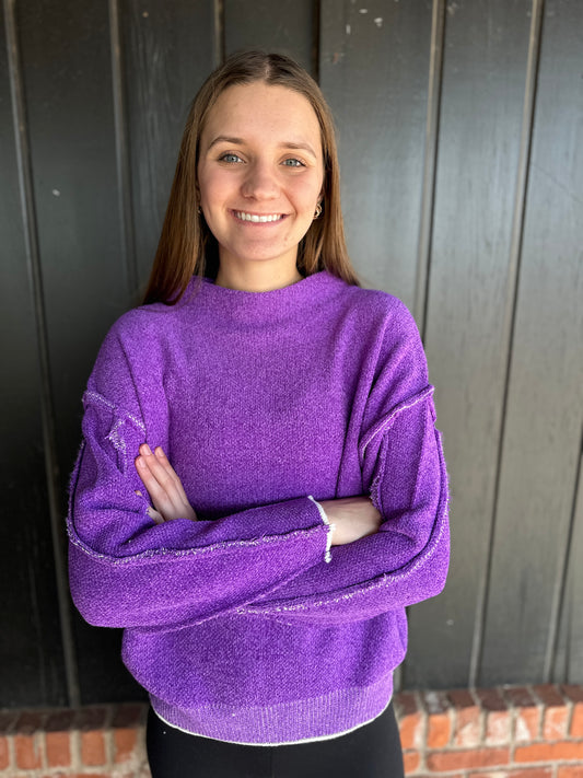 Violet oversized Mock Neck Sweater