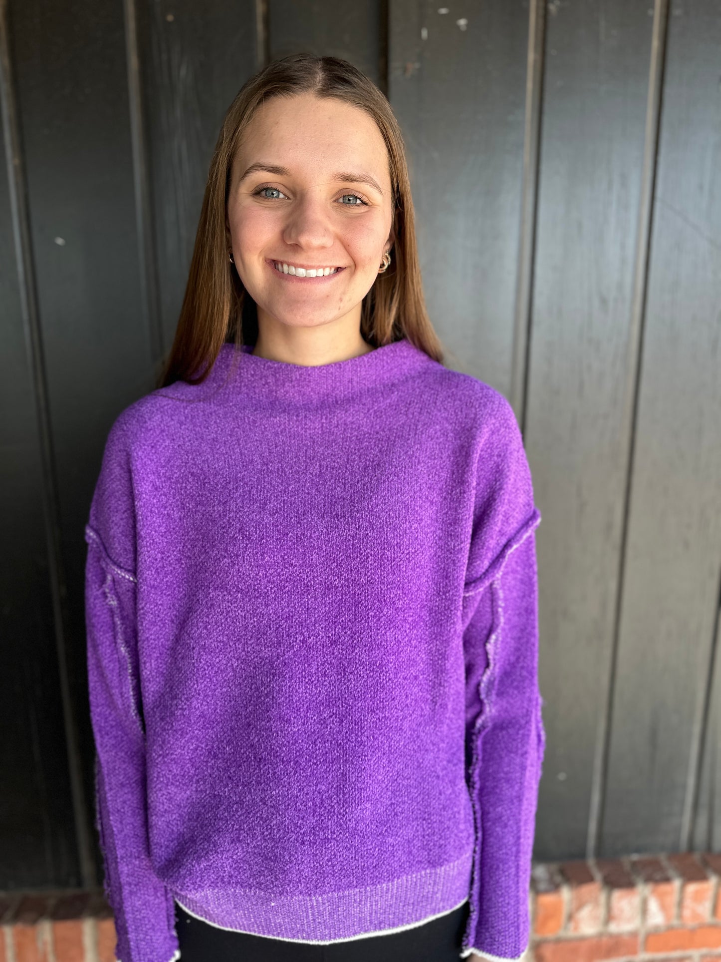 Violet oversized Mock Neck Sweater