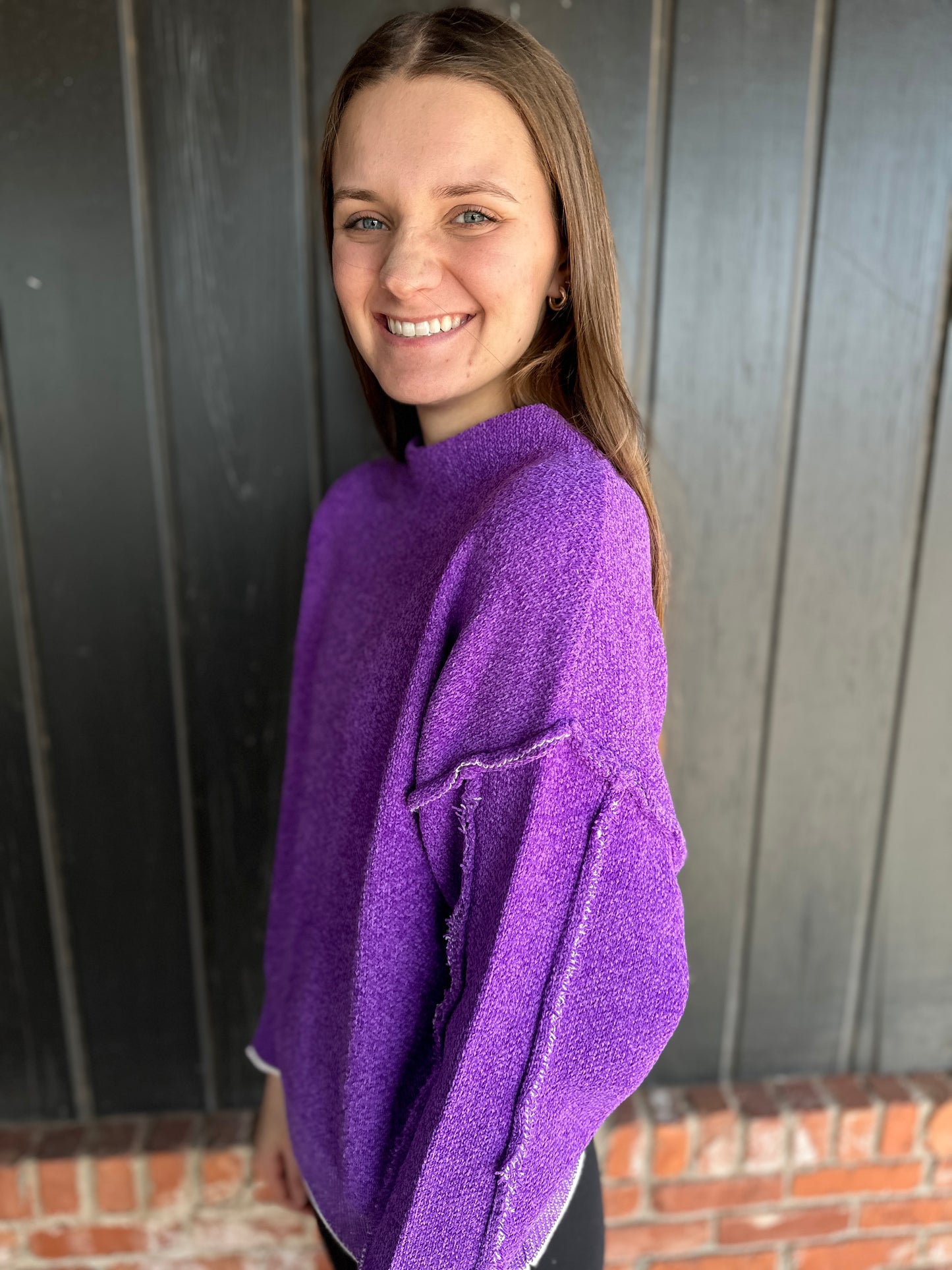 Violet oversized Mock Neck Sweater