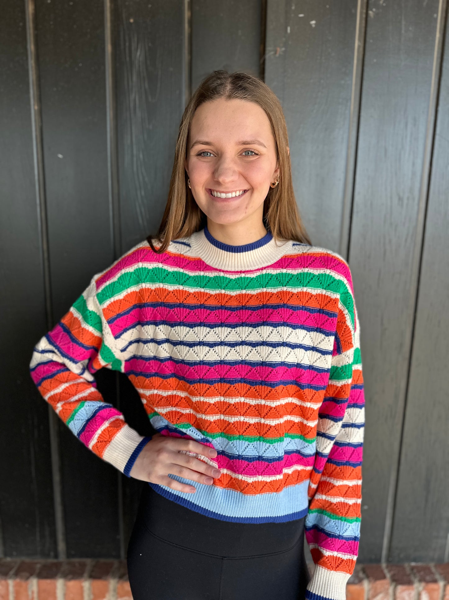 Long Sleeve Multi Color Knit Sweater