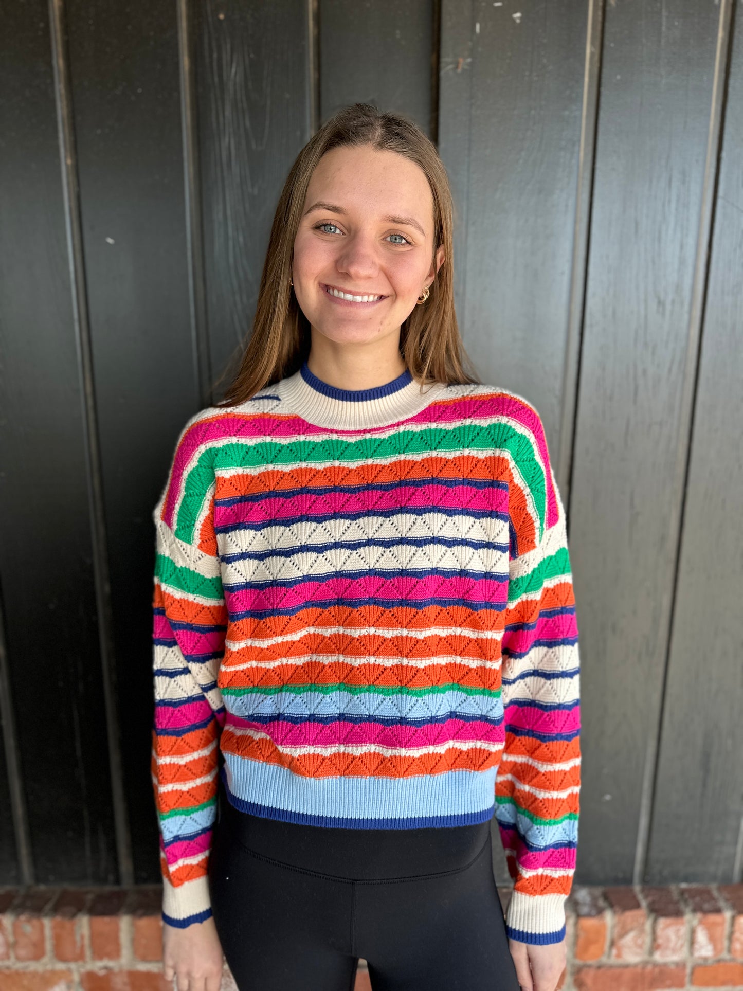 Long Sleeve Multi Color Knit Sweater