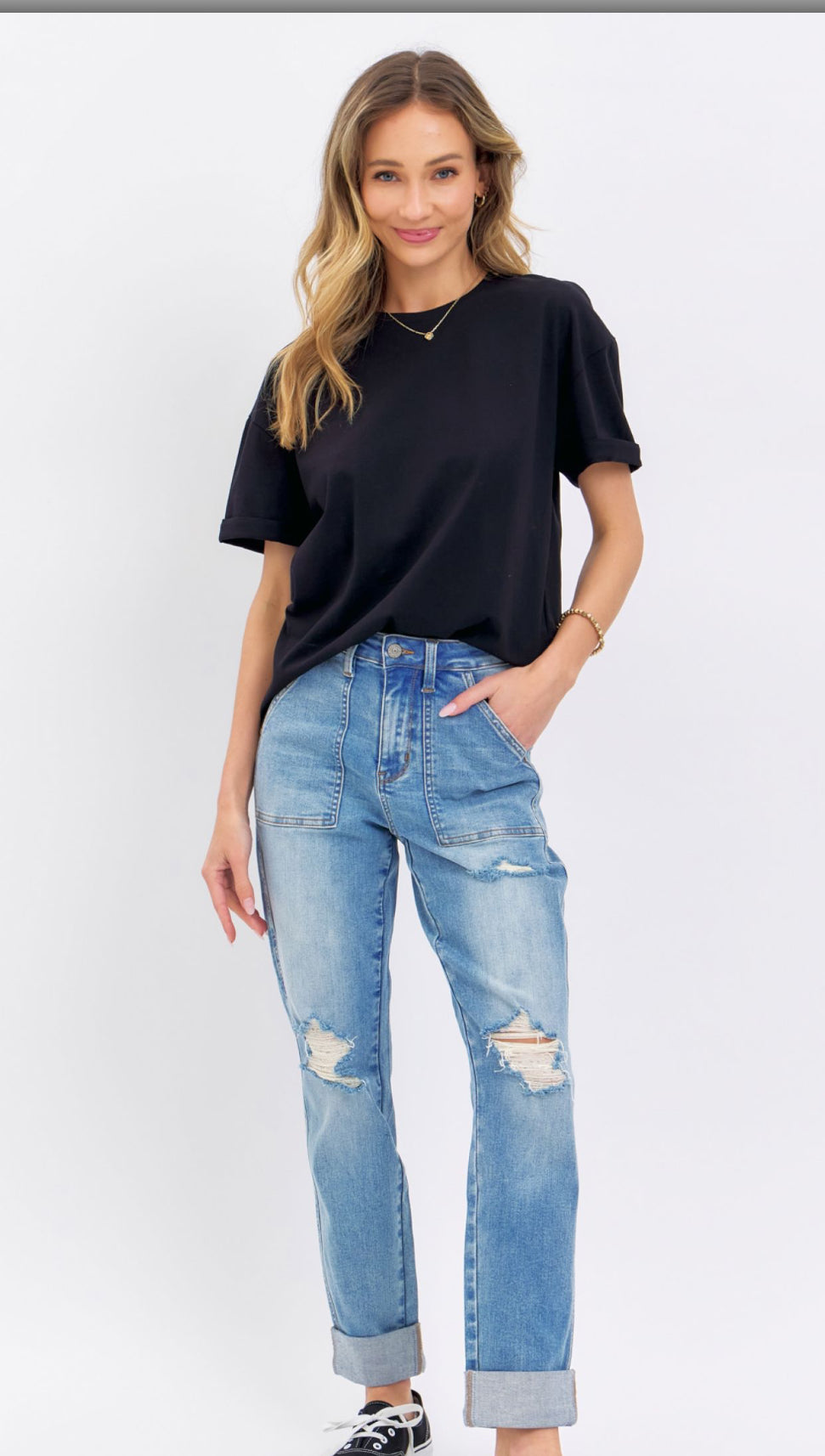 Judy Blue Patch Pocket Boyfriend Jeans