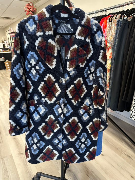 Charlie B Navy Crochet long coat