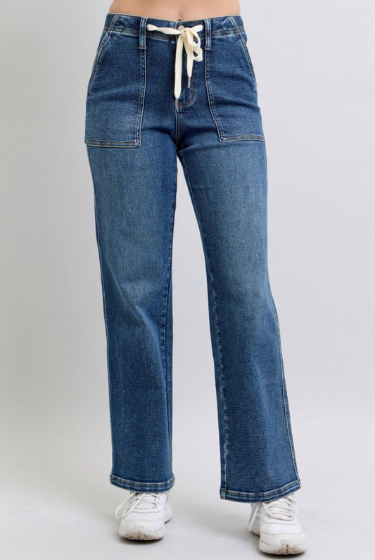 Judy Blue High Waist Drawstring Wide Leg