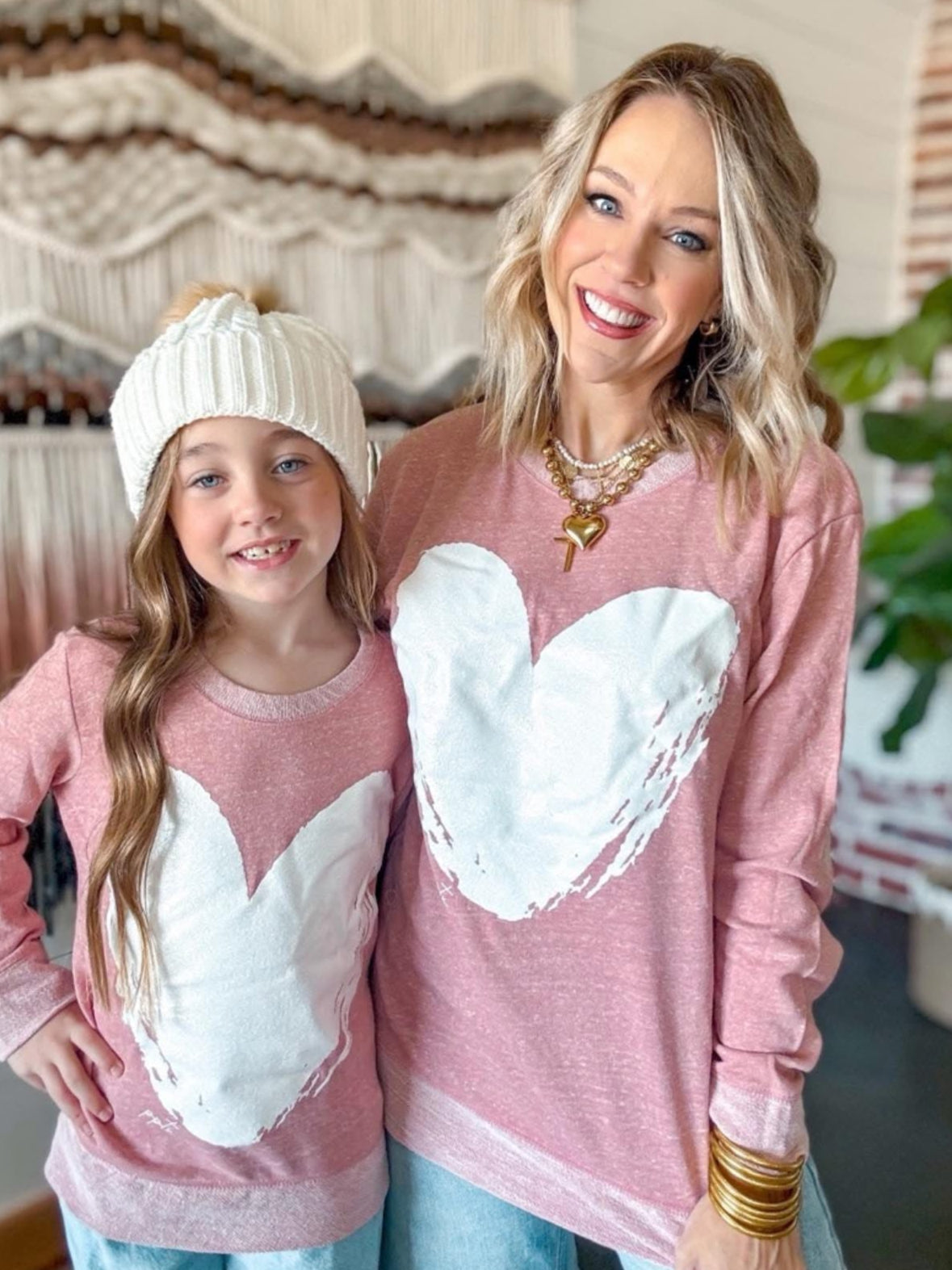 Glitter Heart Youth French Terry Sweatshirt