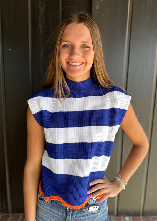 Royal Blue Stripe Sweater top