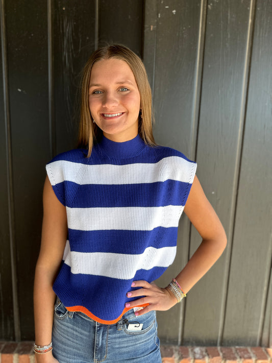 Royal Blue Stripe Sweater top