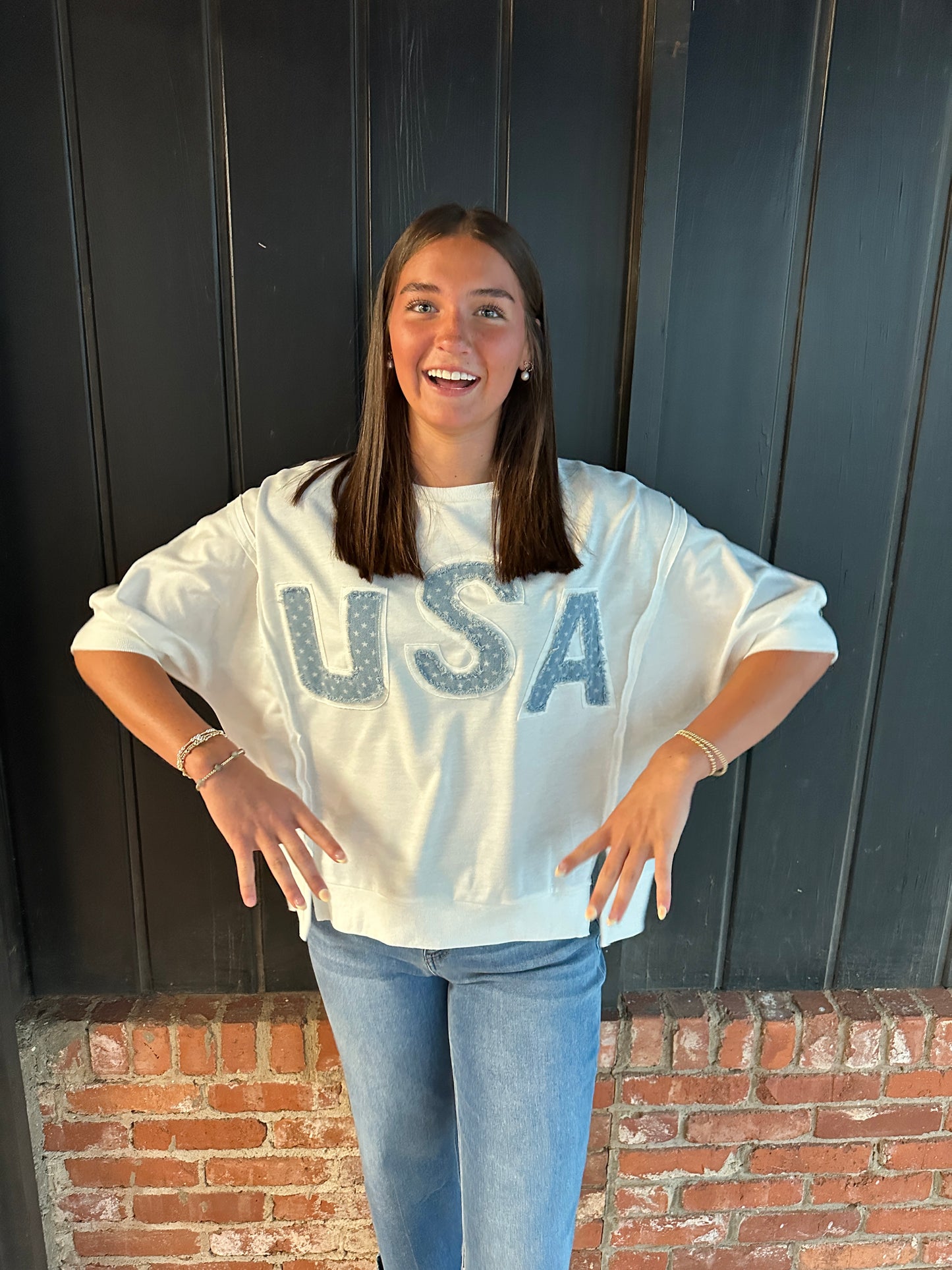 USA Letter Patchwork French Terry Top