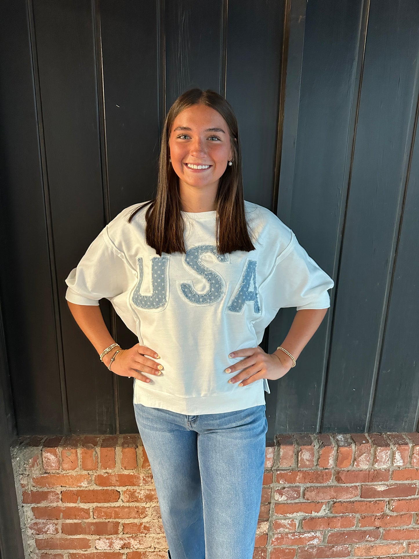 USA Letter Patchwork French Terry Top