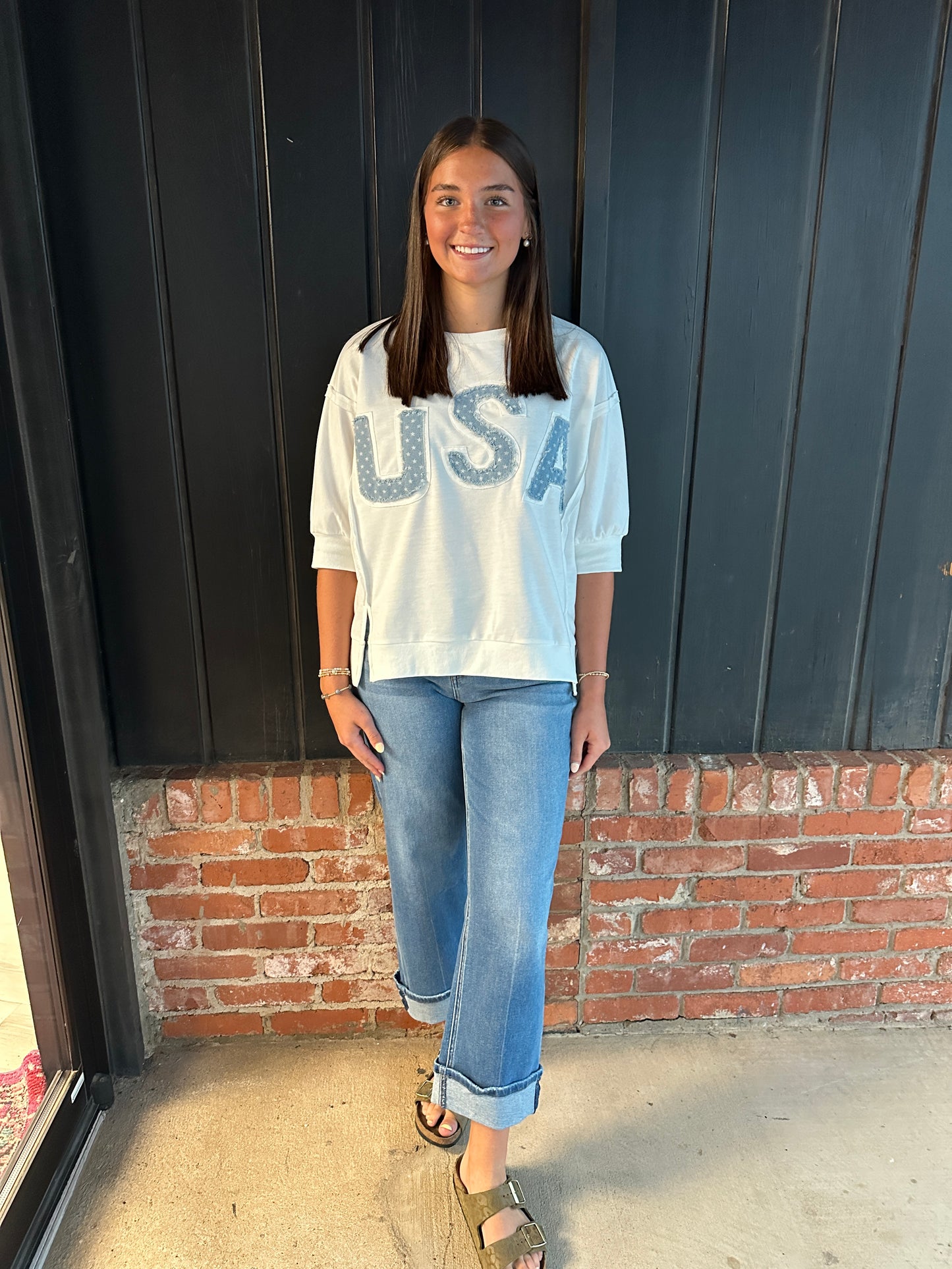 USA Letter Patchwork French Terry Top