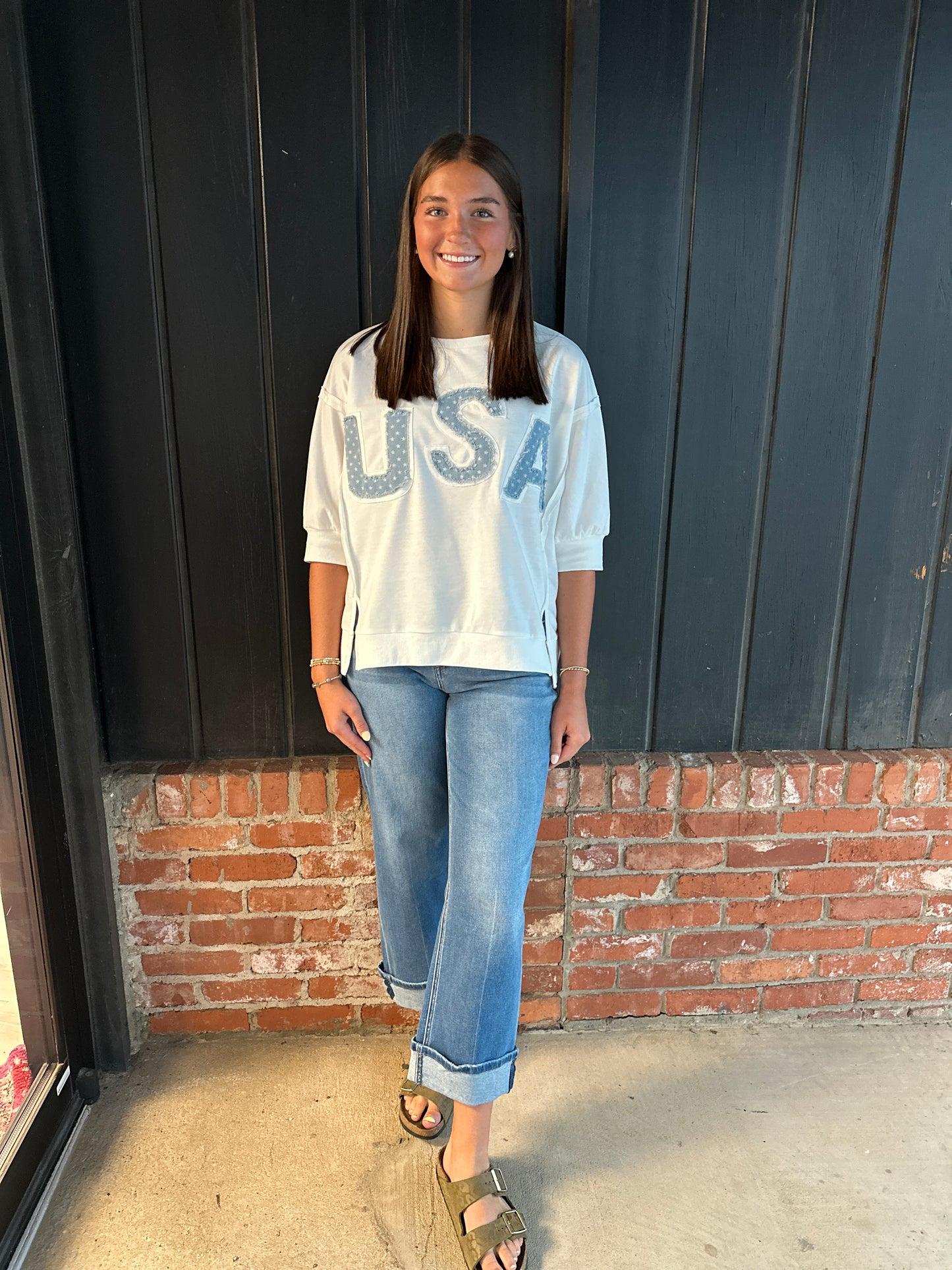USA Letter Patchwork French Terry Top
