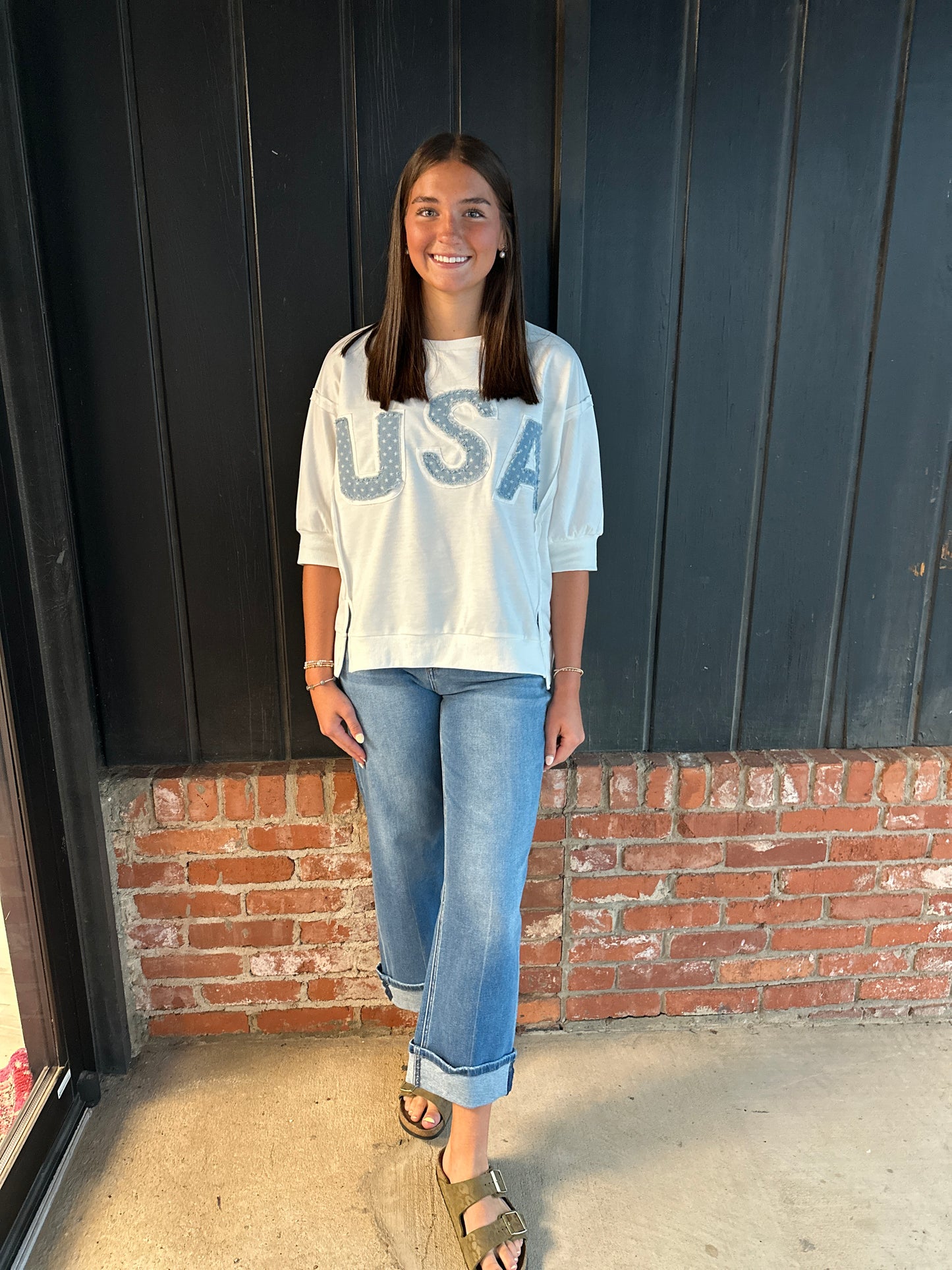 USA Letter Patchwork French Terry Top