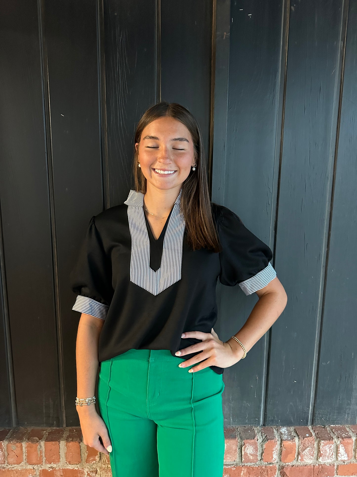 The Lane Black and White contrast top