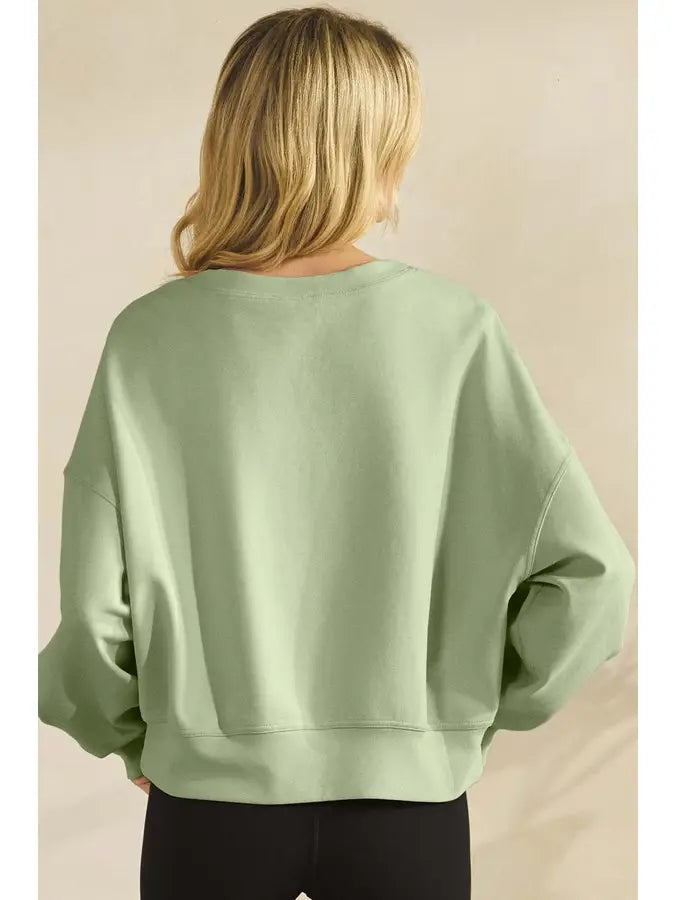 Smoky Olive Cotton Modal Crewneck Short Pullover