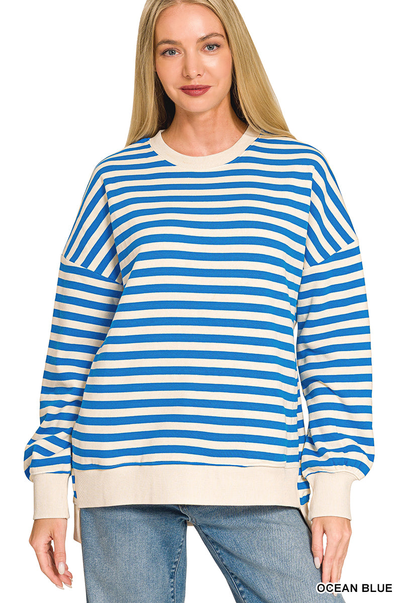 Blue Stripe Hi Low Sweatshirt