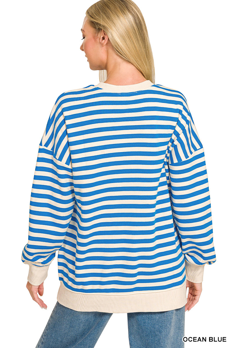 Blue Stripe Hi Low Sweatshirt
