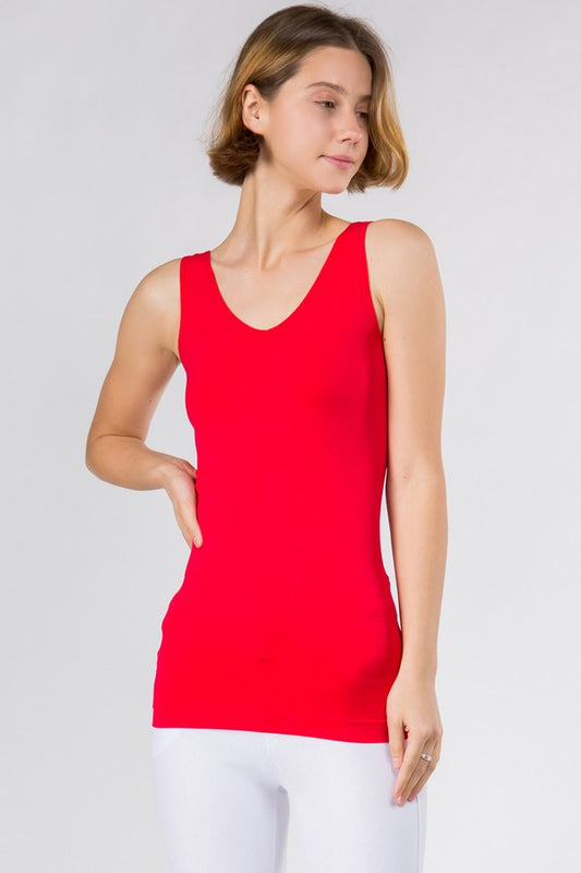 Red V or U Neckline Reversible Seamless Tank