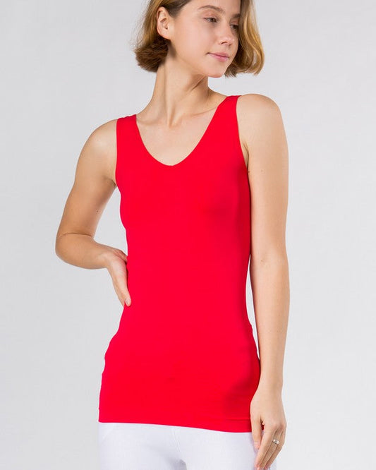 Red V or U Neckline Reversible Seamless Tank