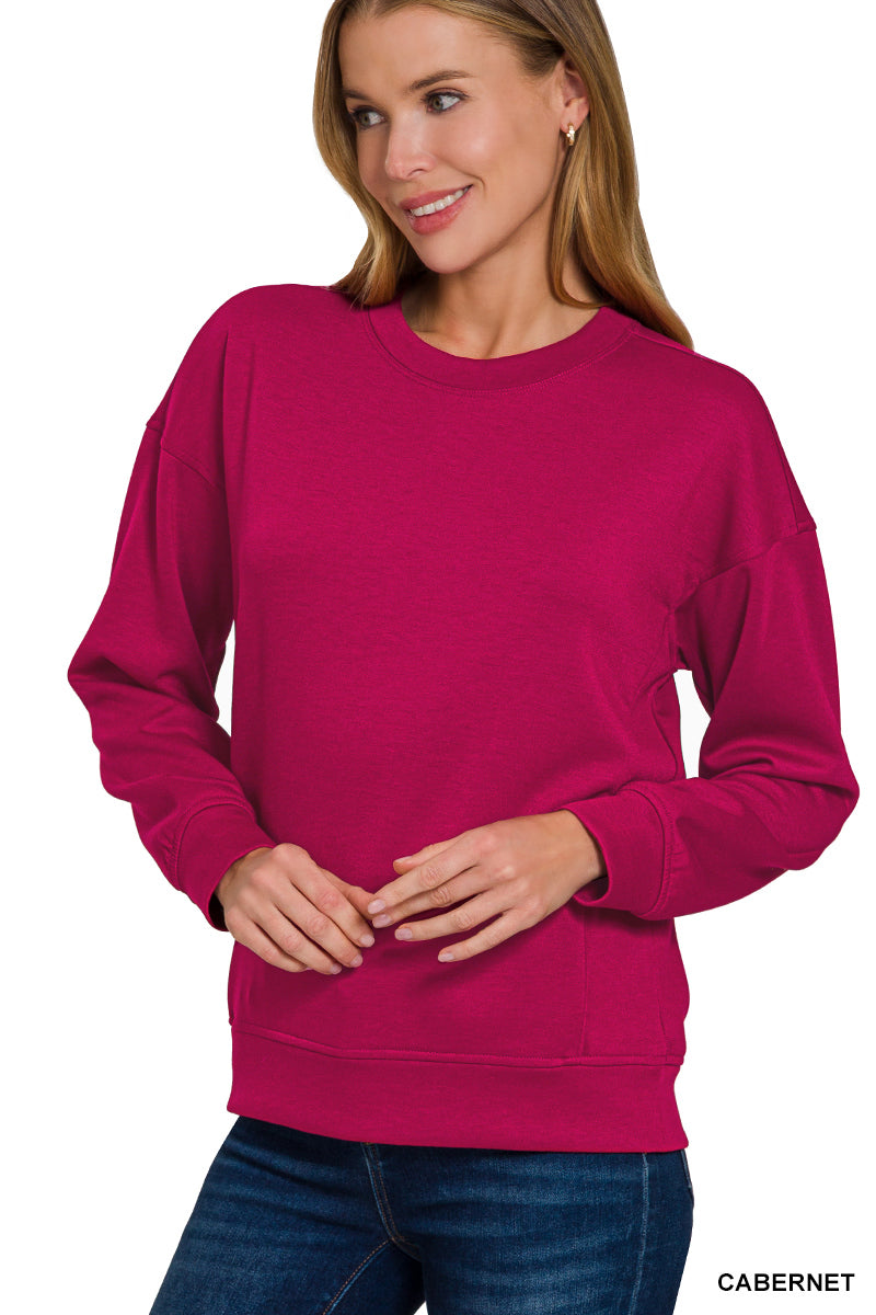 Cabernet Soft Scuba Round Neck Sweatshirt