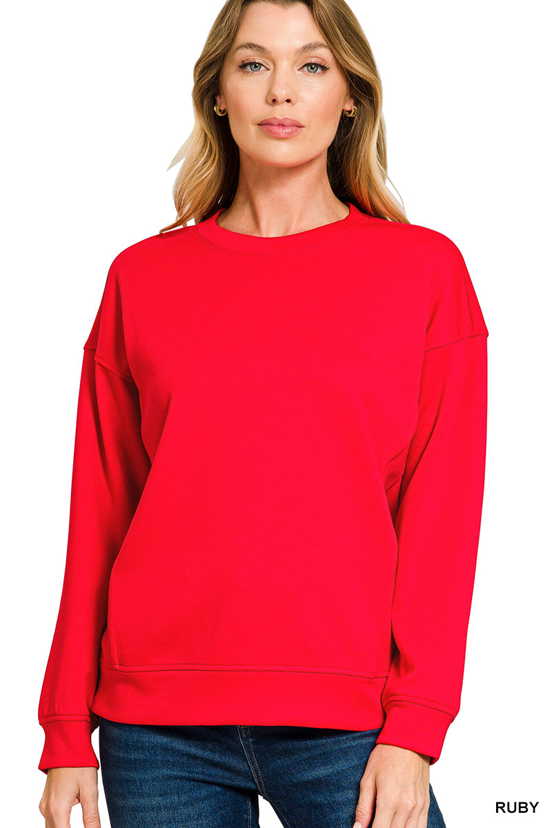 Red Soft Scuba Round Neck Sweatshirt